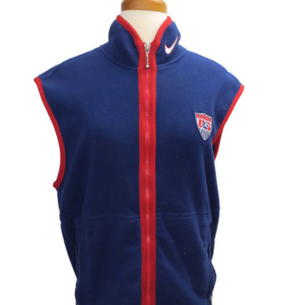Men Womens Nike Vest Blue Size Small Red Trim Logo